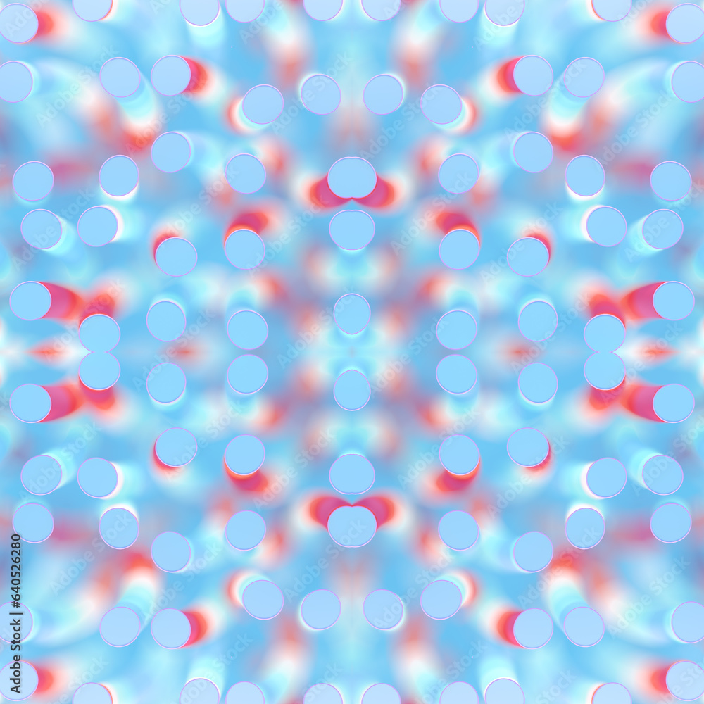 Abstract 3d rendering hypnotic digital illustration. Symmetrical pattern of a group of objects in bright neon Abstract 3d rendering hypnotic digital illustration. Symmetrical pattern of a group of objects in bright neon