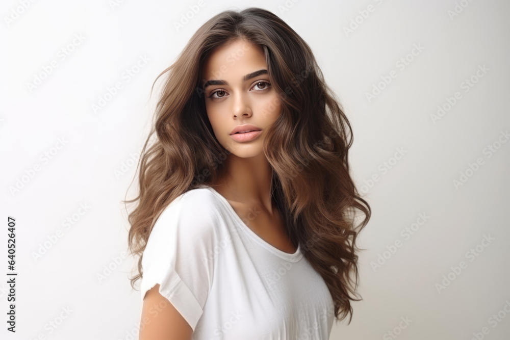 Chic Young Woman Model On White Background . Сoncept Womens Fashion, Styles For Young Women, Screenfree Beauty, Confidence And Selfacceptance Chic Young Woman Model On White Background . Сoncept Womens Fashion, Styles For Young Women, Screenfree Beauty, Confidence And Selfacceptance