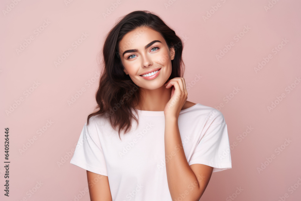 A Smiling Woman In A White T - Shirt