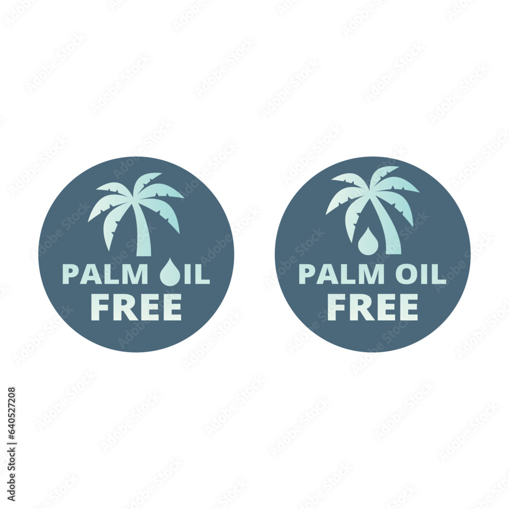 Palm oil free vector label. No palm oil circle colorful sticker.