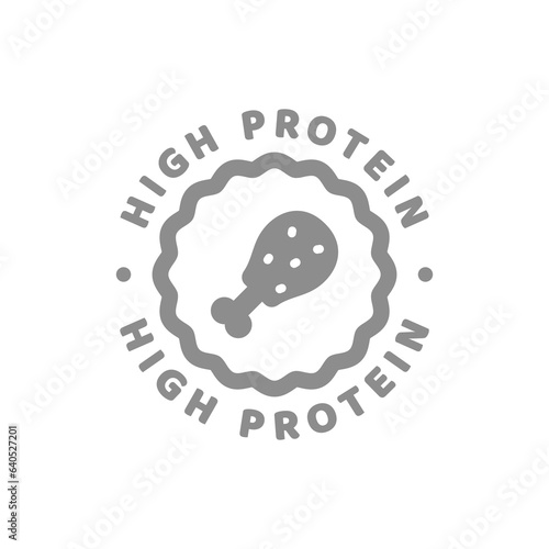 High protein food vector label. Sticker for protein shake or powder.