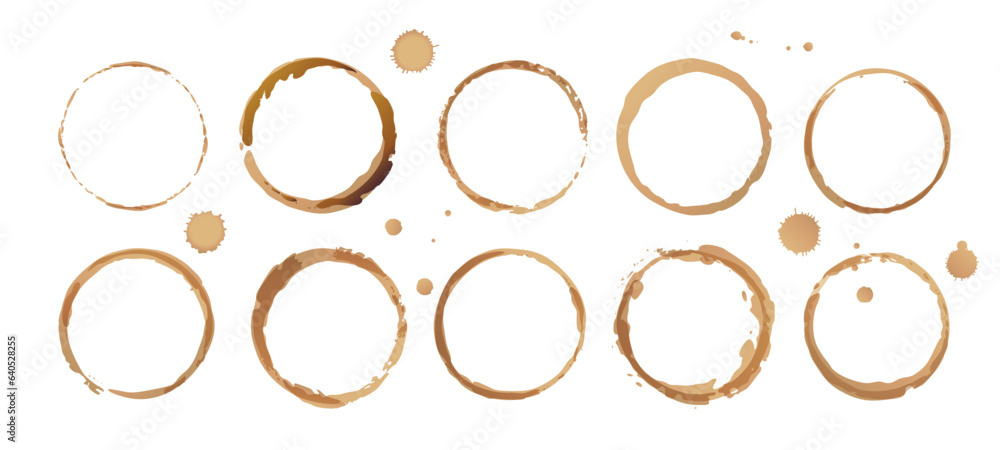 Vector coffee cup stains, Isolated On White Background, tea ring stamps Illustration Vector coffee cup stains, Isolated On White Background, tea ring stamps Illustration