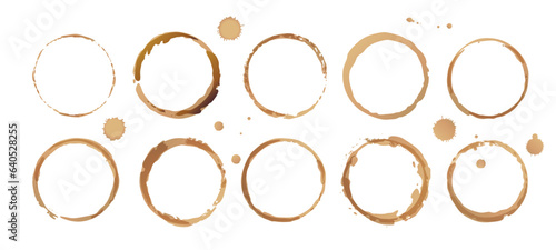Vector coffee cup stains, Isolated On White Background, tea ring stamps Illustration