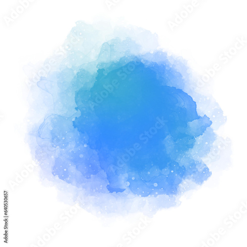 Blue purple watercolor paint round shape with liquid fluid  isolated on transparent background for design elements. © korkeng