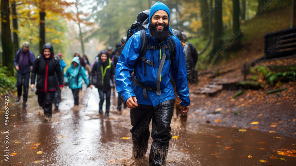 Fototapeta premium Hiking for Health: Man's Pursuit of Fitness and Wellness