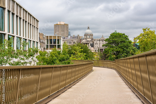 Bridge over the city and streets of Aberdeen with historic and old buildings, Scotland.