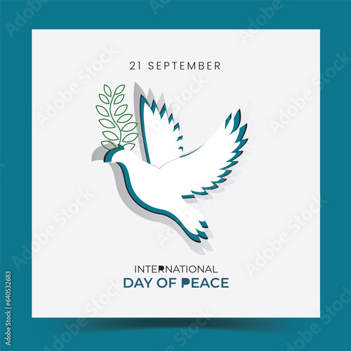 International day of peace. Vector illustration of white paper cutout dove. Realistic notch. Creative idea. 3d white bird. Template for wedding, banner, poster, advertisement.Symbol of tolerance,trust