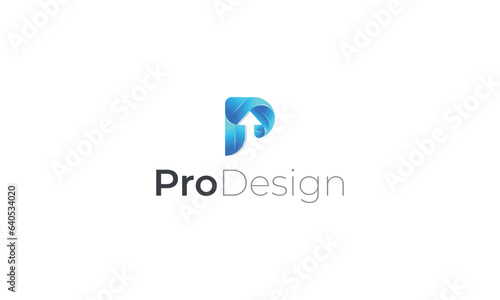 Letter P creative 3d technological pro design logo