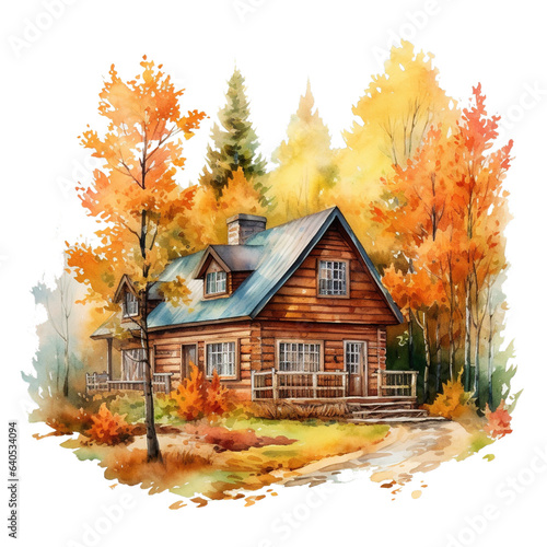 Autumn log cabin