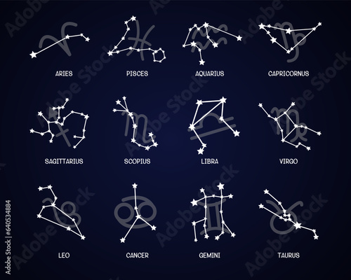 vector various zodiac signs flat icon set