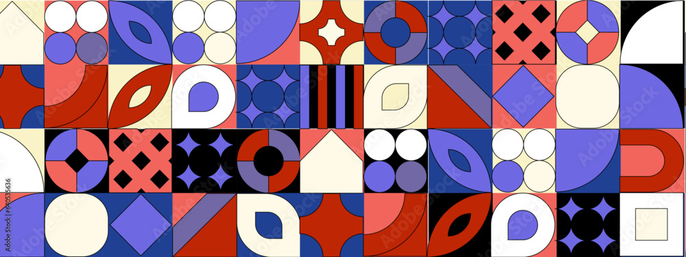 Colorful geometric mosaic seamless pattern illustration with creative abstract shapes. Colorful geometric mosaic seamless pattern illustration with creative abstract shapes.