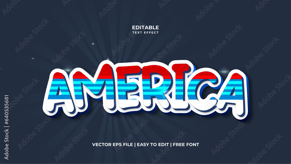 America Modern editable text effect in background. Suitable for tourism promotional banner, brochure template etc.. Typhography logo