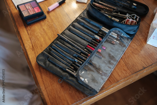 Professional make up kit on the table 