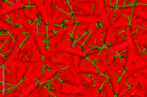 Fotografie Background with Red chili pepper. Spicy food ingredients