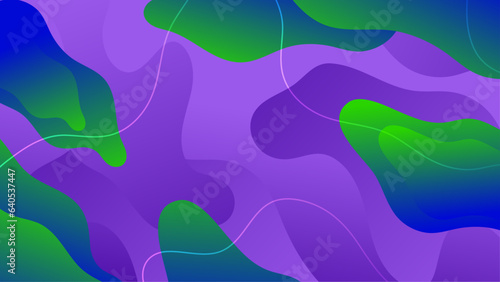 Gradient background with morphing shapes. Morphing purple blue green blobs. Vector 3d illustration. Abstract 3d background. Liquid colors. Decoration for banner or sign design