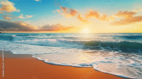 Beautiful tropical beach seascape at sunrise