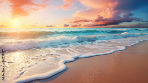 Beautiful tropical beach seascape at sunrise © Veniamin Kraskov