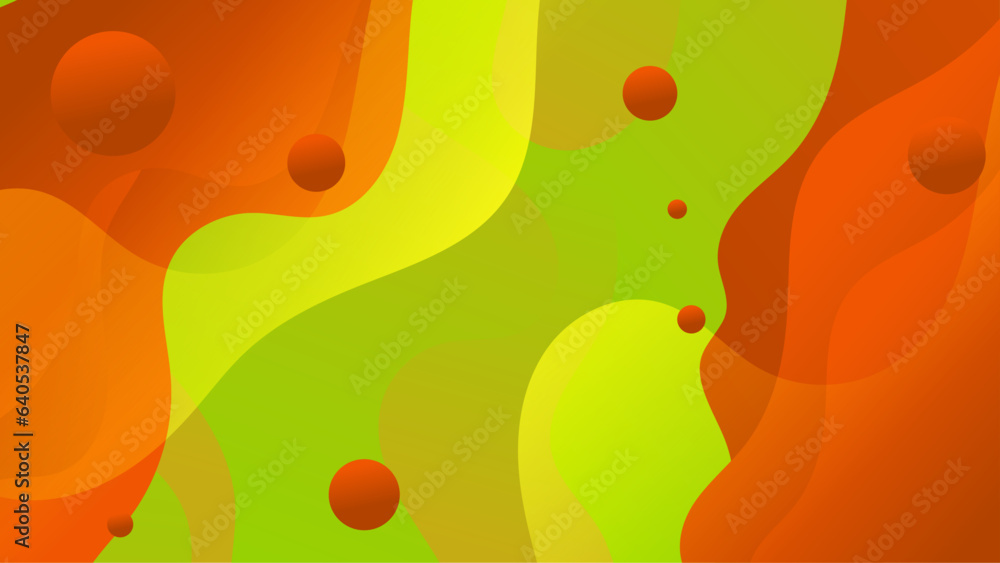 green orange gradient background design. Abstract geometric background with liquid shapes.