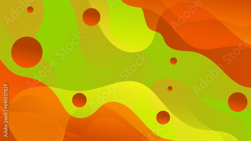 Gradient background with morphing shapes. Morphing green orange blobs. Vector 3d illustration. Abstract 3d background. Liquid colors. Decoration for banner or sign design