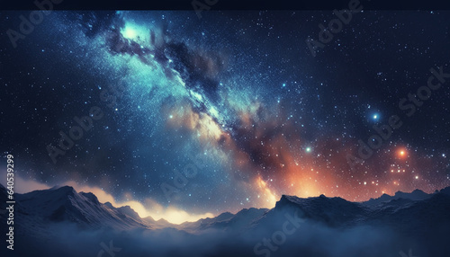 The explosion supernova. Bright Star Nebula. Distant galaxy. © alexkich