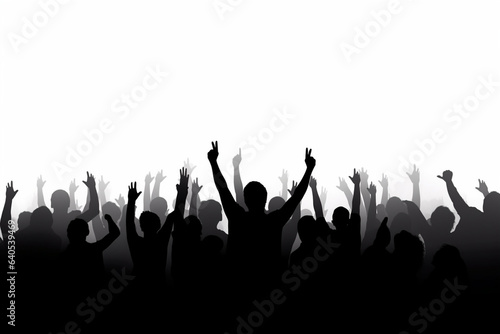 Fotografia Cheering crowd at concert or sport event, isolated on white with copy space