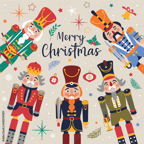 Christmas Nutcrackers Vector Illustration on Light Background