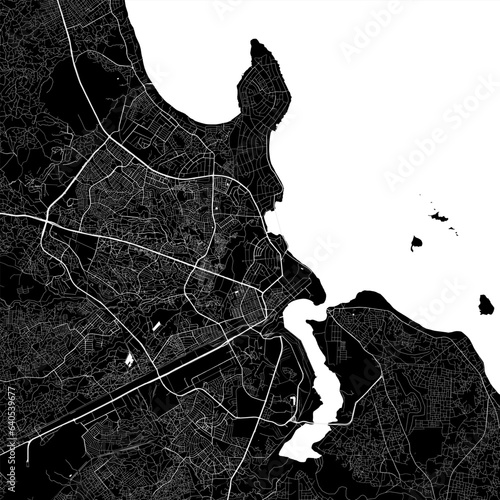 Map of Dar es Salaam city, Tanzania. Urban black and white poster. Road map with metropolitan city area view.