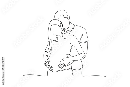 Continuous one line drawing Parents with babies. Family maternity concept. Doodle vector illustration.