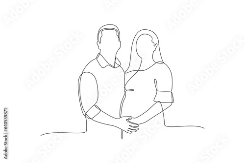 Continuous one line drawing Parents with babies. Family maternity concept. Doodle vector illustration.
