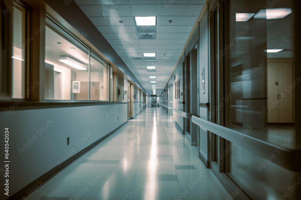 Obraz premium Corridor in the hospital. Empty Passage within a Contemporary Hospital
