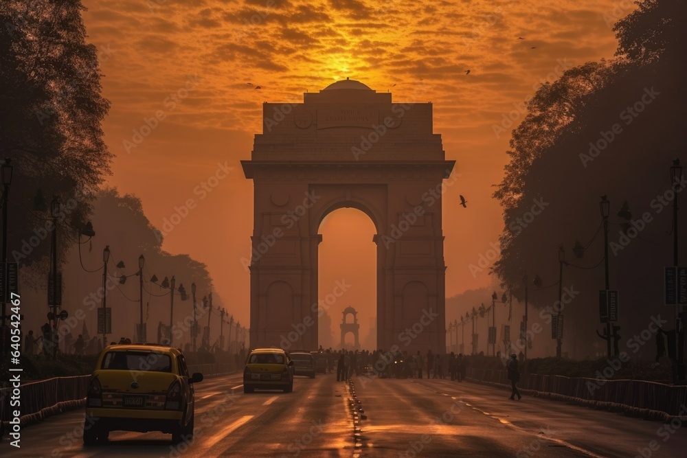 Fototapeta premium Sunrise in delhi view on india gate