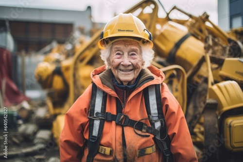 Portrait of a senior female construction worker on a construction site.