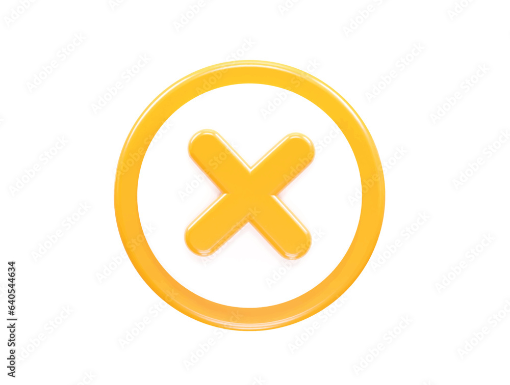 Fototapeta premium Wrong icon 3d render illustration vector