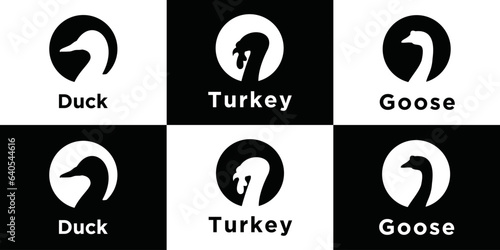 goose, duck, turkey farm logo vector icon template classic design style