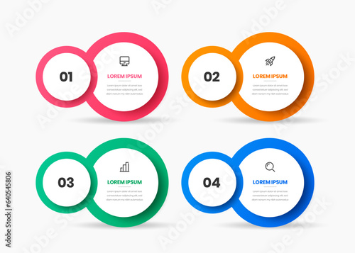 Vector Business Infographic Presentation Template with Abstract Design, 4 Numbers and Icons