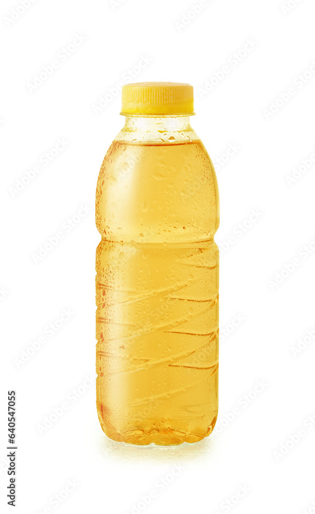 Juice in a plastic bottle with water drops Isolated on transparent background Juice in a plastic bottle with water drops Isolated on transparent background