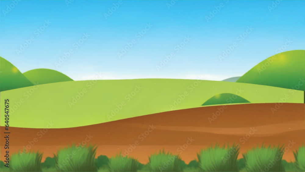 A green landscape with hills and trees A green landscape with hills and trees