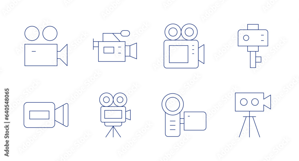 Video icons. Editable stroke. Containing save, settings, video, video lesson.