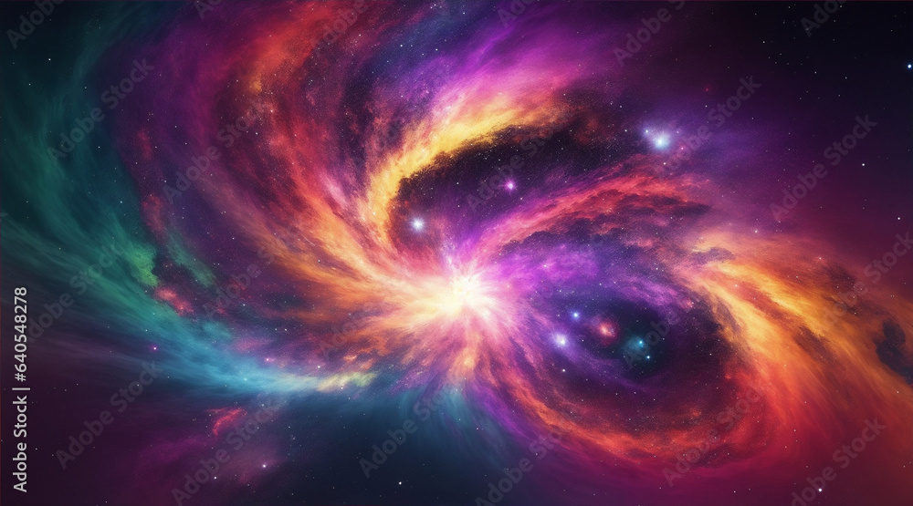 Fototapeta premium Exploding mixed colors create deep galactic chaos by Generative AI