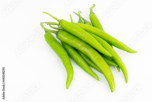 green chili pepper isolated on a white