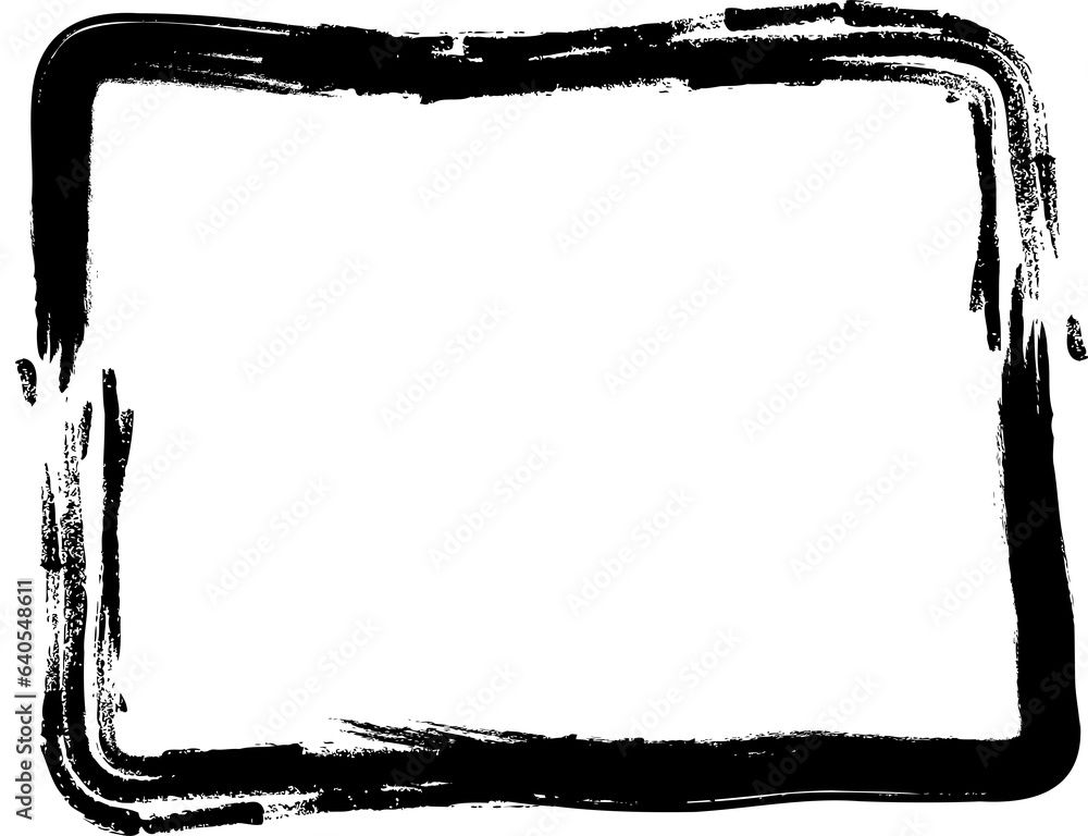 a rectangular frame is drawn with brush strokes in ink a rectangular frame is drawn with brush strokes in ink