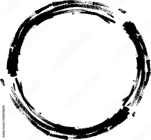 the round frame is drawn with brushstrokes in ink