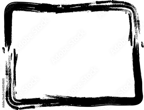 a rectangular frame is drawn with brush strokes in ink