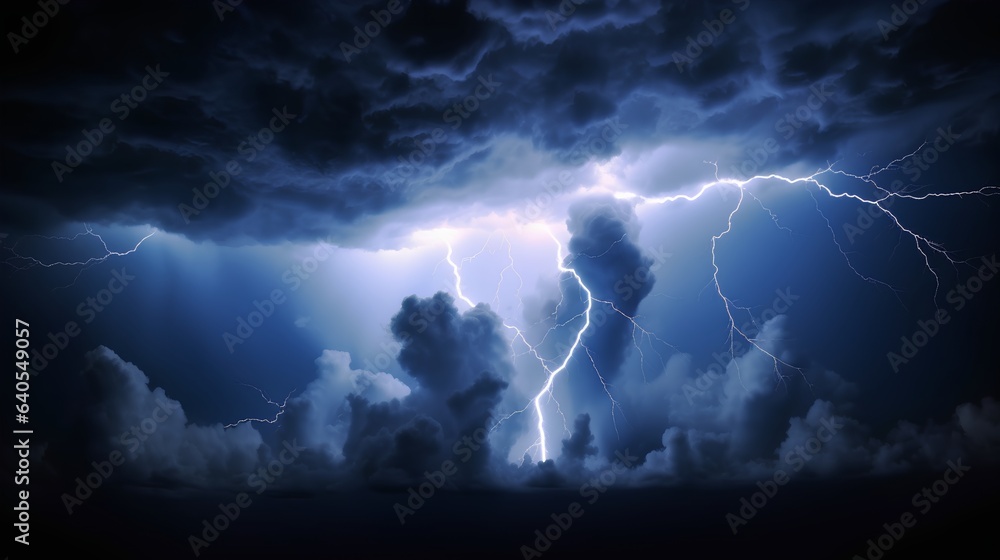A dramatic display of natures power, a vibrant lightning bolt streaking ...