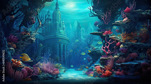 Underwater coral reef paradise backdrop