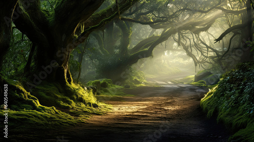 Enchanted forest with misty morning light © javier