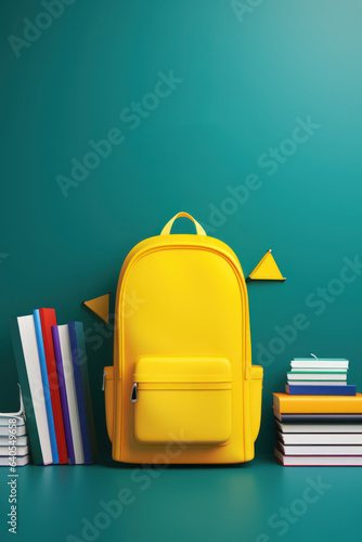 Student Backpack with Empty Space for Your Text Design, Back to School Poster Flyer Cover Background