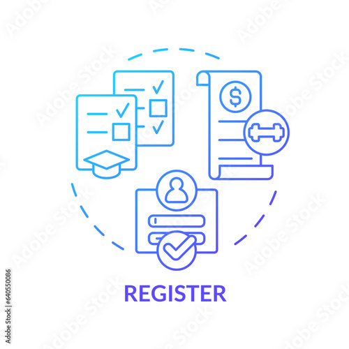2D register thin line gradient icon concept, isolated vector, illustration representing athletic scholarship.