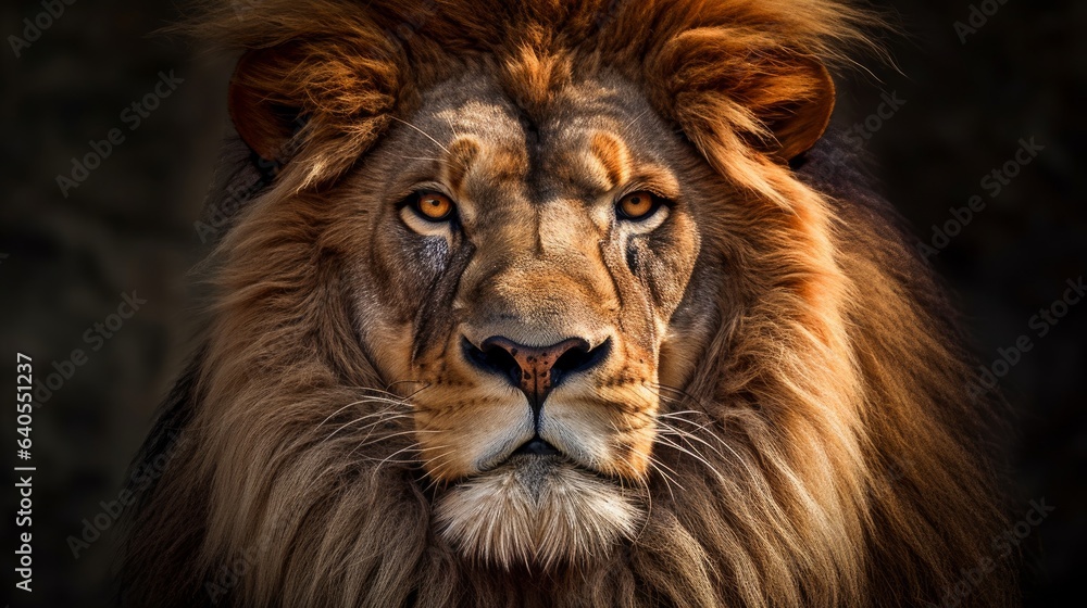 A close-up capturing the intense gaze of a lion. AI generated