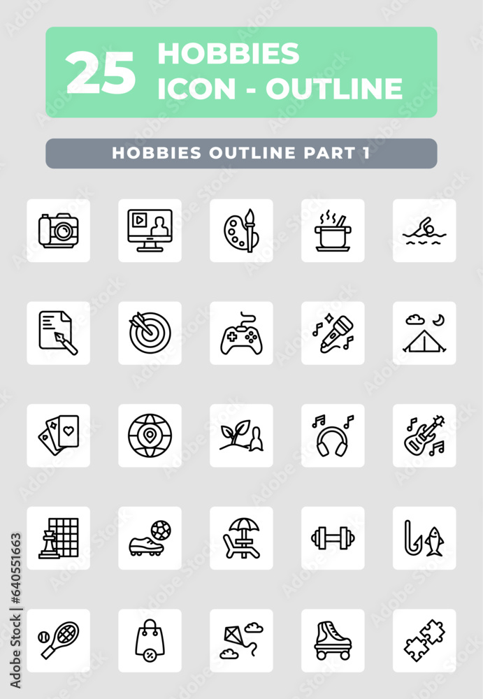 hobbies icon outline style illustration